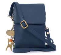 Catwalk Collection Handbags - Mini Bolso Bandolera de Piel - Bolso Pequeño Porta Móvil - Bolsito de Verano para Mujer - Billie - Oscuro Azul