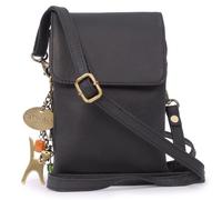 Catwalk Collection Handbags - Mini Bolso Bandolera de Piel - Bolso Pequeño Porta Móvil - Bolsito de Verano para Mujer - Billie - Negro