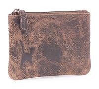 Catwalk Collection Handbags - Monedero Pequeño de Piel - Mini Billetera de Mujer - Protección RFID - con Caja de Regalo - Mimi - Marrón