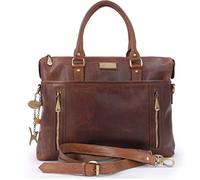 Catwalk Collection Handbags - Tote Bag Grande de Piel - Bolso Bandolera Mujer - Maletín Ordenador Portátil - Bolso de Trabajo - Adele - Marrón
