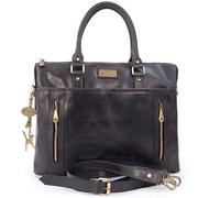 Catwalk Collection Handbags - Tote Grande de Piel - Bolso Bandolera Mujer - Maletín Ordenador Portátil - Bolso de Trabajo - Adele - Negro
