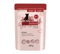 catz finefood Comida húmeda para Gatos de Aves de Corral de Kitten N 3, para Gatos jóvenes, sin Cereales y azúcar, con Alto Porcentaje de Carne, 16 Bolsas de 85 g