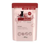 catz finefood Comida húmeda para Gatos de Aves de Corral Kitten N°3, Comida húmeda para Gatos jóvenes, sin Cereales y azúcar con Alto Porcentaje de Carne, 8 Bolsas de 85 g