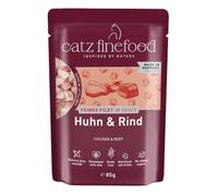 catz finefood Comida para gatos de pollo y carne de vacuno fina para adultos, sin cereales, sin azúcares, con aceite de girasol para una digestión equilibrada, fabricado en Alemania (16 bolsas de 85 g