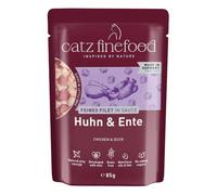 catz finefood Comida para Gatos de Pollo y Pato, Filet Fino, sin Cereales, sin azúcares, con Aceite de Girasol para una digestión equilibrada, Fabricada en Alemania (16 Bolsas de 85 g)