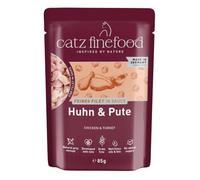 catz finefood Comida para Gatos de Pollo y Pavo con Filet Fino, sin Cereales, sin azúcares, con Aceite de Girasol para una digestión equilibrada, Fabricada en Alemania (16 Bolsas de 85 g)
