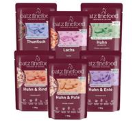 catz finefood Fines Filet Mix Adult Comida húmeda para Gatos, sin Cereales, sin azúcares, con Aceite de Girasol para una digestión equilibrada, Fabricada en Alemania (16 Bolsas de 85 g)