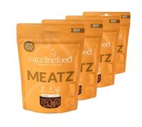 catz finefood Meatz Gatos de Pollo No. 3 - Tiras crujientes de Carne, Carne de Pollo a la Parrilla con biotina para un Pelaje Entero - Aperitivo para Gatos sin azúcar, sin Cereales (4 x 45 g)
