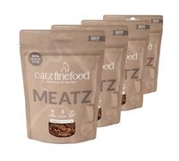 catz finefood Meatz - Golosinas para Gatos con Ciervo crujientes en Tiras de Carne de Ciervo, a la Parrilla y secadas, Aperitivos para Gatos sin azúcar, sin Cereales (4 x 45 g)