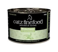 catz finefood Purrrr - Comida húmeda para Gatos con monoproteína de jabalí, n° 109, para Gatos sensibles a la nutrición, 70% de Carne, 6 latas de 200 g
