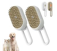 Catzcomfort Brush, Catz Comfort Steam Pet Brush with Spray Function, Catz Comfort Cat Spray Grooming Brush, 3 In1 Cat Self-Cleaning Steamy Brush for Cats Dogs (White*2pcs)