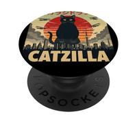 Catzilla Cat Japanese Art Funny Cat Gifts For Men Women Kid PopSockets PopGrip Adhesivo