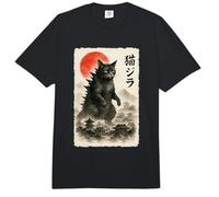 Catzilla Cat Japanese Art Funny Sumi-e para Hombres, Mujeres y niños Comfort Colors Adult Heavyweight T-Shirt