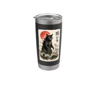 Catzilla Cat Japanese Art Funny Sumi-e para hombres, mujeres y niños Vaso térmico de acero inoxidable de doble pared