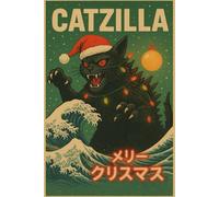Catzilla Christmas Notebook - Funny Cat Kaiju Journal: A festive Christmas-themed design with retro monster artwork