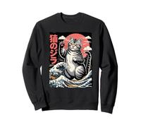 Catzilla Great Wave - Gráfico de Humor de Gato japonés Sudadera