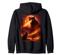 Catzilla Howling At Moon, Divertida Gata mística Vintage Sudadera con Capucha
