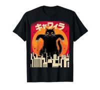 Catzilla Retro Japonés Gato Gigante Kaiju Monster City Camiseta