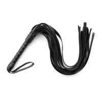 CATZUM Fusta de Cuero con Flecos para Espectáculos Ecuestres, Entrenamiento y Salto de Caballos, Fusta Corta con Agarre Ergonómico (Negro)