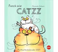 Catzz Postkartenkalender 2027: Humor-Kalender von Alexander Holzach. Kleiner Kalender mit witzigen Cartoon-Katzen. Kalender 2027 im Postkartenformat.
