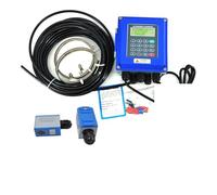 Caudalimetro Agua, TUF-2000B Transductor de medidor flujo agua montado en la pared Sensor abrazadera almacenamiento SD opcional Medidor ultrasónico líquido digital(Host plus TS-2-HT)