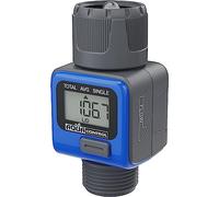 Caudalímetro digital para grifo o manguera. Rosca 3/4" Mide lo que gastas y ahorra agua cuando riegues tus plantas. Con varias funciones. Pila de botón incluida.
