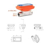 Caudalímetro, Medidor de flujo con pantalla digital celda seca, acero inoxidable, LCD, sensor rosca for riego granjas y jardines(DN15 G1-2 5-150LPM)