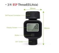 Caudalímetro, Medidor digital de caudal agua alta precisión IP5X. Mide el consumo y for riego jardines al aire libre(UK version Black)