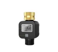 Caudalímetro, Medidor digital de caudal agua alta precisión IP5X. Mide el consumo y for riego jardines al aire libre(Version (Brass))