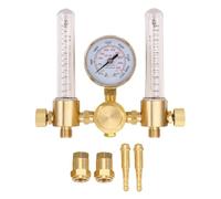 Caudalímetro regulador de argón |Doble Salida 0-60 CFH / 0-4500 PSI CGA580 |Medidor de Flujo de Gas para Soldadura TIG MIG/Corte/Electrónica |Construcción de latón,