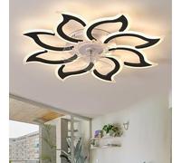 Caufloce Salón Ventilador De Techo Con Luz Reversible, Regulable Lamparas Ventilador De Techo APP, Moderno Lámpara Ventilador Timer 6 Velocidad Flor Para Dormitorio-black