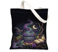 Cauldron - Bolsa de lona con sombrero de bruja de fantasía, anfibio, Halloween, color negro, pequeña, 33 x 38 cm, Negro, 13x15 Inch