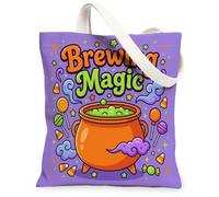 Cauldron - Bolsa de lona para Halloween, diseño de caramelos mágicos, color violeta, tamaño pequeño, 33 x 38 cm