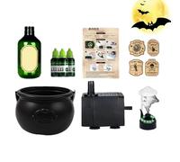 Cauldron Cauldrons - Halloween Witch Cauldron Decoración con suministro de energía USB, caldero mágico en pp negro para interior y exterior, decoración aterradora, fiestas y atmósfera misteriosa