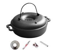 Cauldron - Olla para cocina, no tick con mango, fundida Iron Camp Dutch Oven Pot with Lid for Frying, roasting, Stewing, grilling, Baking, Outdoor and Indoor Meal Prep