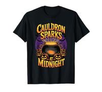 Cauldron Sparks at Midnight Funny Magic Halloween Camiseta