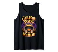 Cauldron Sparks at Midnight Funny Magic Halloween Camiseta sin Mangas
