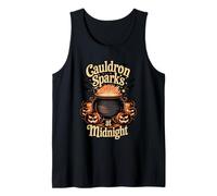 Cauldron Sparks at Midnight Funny Magic Halloween Camiseta sin Mangas