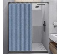 CAULO Cortina de Ducha Plegable para baño, Cortina de Ducha con succión magnética de Doble Cara, Cortina de Sombra para baño, Lino Grueso (Blue 180x200cm)