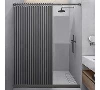 CAULO Cortina de Ducha Plegable para baño, Cortina de Ducha con succión magnética de Doble Cara, Cortina de Sombra para baño, Lino Grueso (Grizzle 120x200cm)