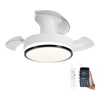 Caunmar Ventilador De Techo Con Luz Aspas Retráctiles, LED Lampara Ventilador Retractil Techo Y Mando, Silencioso Regulable Reversible Motor Dc Plafon Con Ventilador Plegables Para Dormitorio Salon