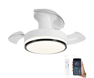 Caunmar Ventilador De Techo Con Luz Aspas Retráctiles, LED Lampara Ventilador Retractil Techo Y Mando, Silencioso Regulable Reversible Motor Dc Plafon Con Ventilador Plegables Para Dormitorio Salon