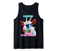 Causando Caos en Todas Partes, emocionante, Divertida y Loca Camiseta de Cabra Camiseta sin Mangas