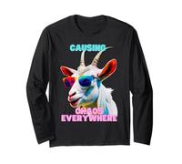 Causando Caos en Todas Partes, emocionante, Divertida y Loca Camiseta de Cabra Manga Larga