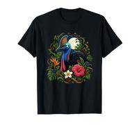 Causero de pájaro exótico bajo la Flora de Luna Llena Camiseta