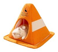 Caution Bad Cat Bed, 2026 Novelty Enclosed Cat Cave, Soft Fleece Cozy Zipper Pet House, for Indoor Cats (L)