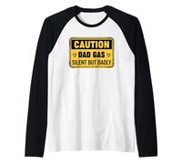Caution Dad Gas Silent But Dadly Camiseta Manga Raglan