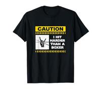 Caution I Hit Harder Than A Boxer Funny Drum Player Baterista Camiseta