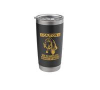 Caution Sign Owner Basset Hound Lover Vaso térmico de acero inoxidable de doble pared