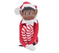 Cautivadora figura de niño elfo negro de pierna larga regular, color rojo, 12 pulgadas, inspirada en el pequeño ayudante de Papá Noel, cuenta con cara de vinilo y cuerpo suave, diversión familiar